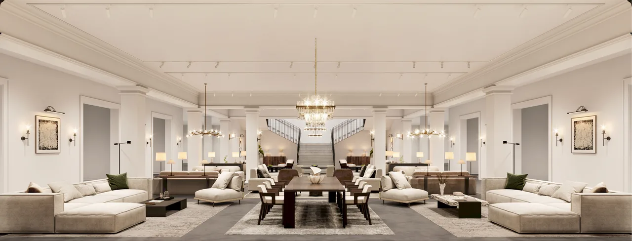 The central hall of the WE LIVING showroom